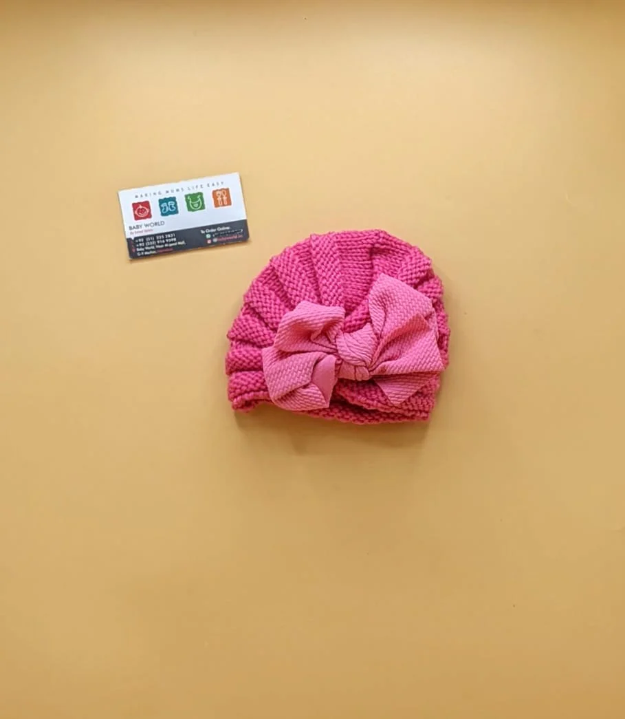 Baby Wool Cap - Bow Large - Winter - Image 5