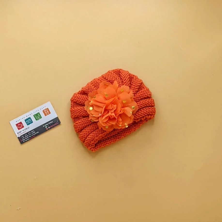 Baby Wool Cap - Flower - Winter - Image 5