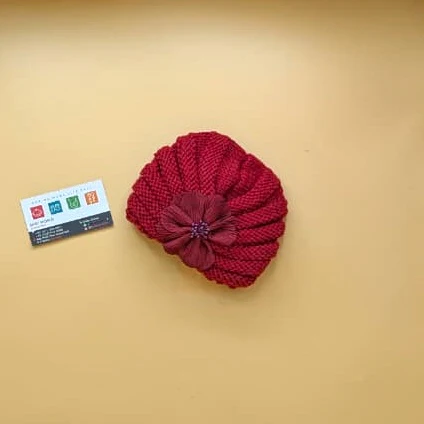 Baby Wool Cap - Floral - Winter - Image 4